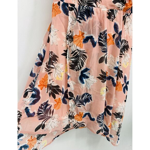 A New Day Women Dress Size Large Pink Floral Ruffle Cami V Neck Shift Asymmetric - Picture 6 of 10